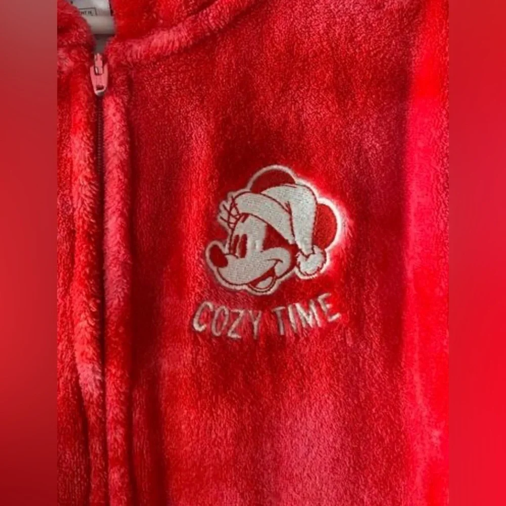 Gap Disney kids Mickey cozy time one piece pajamas warm plush red coral size 8